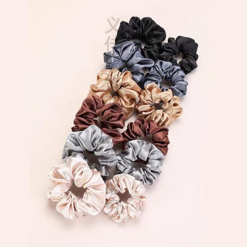 Scrunchie Satin Set - 12Pcs Soft Simple Solid Color Hair