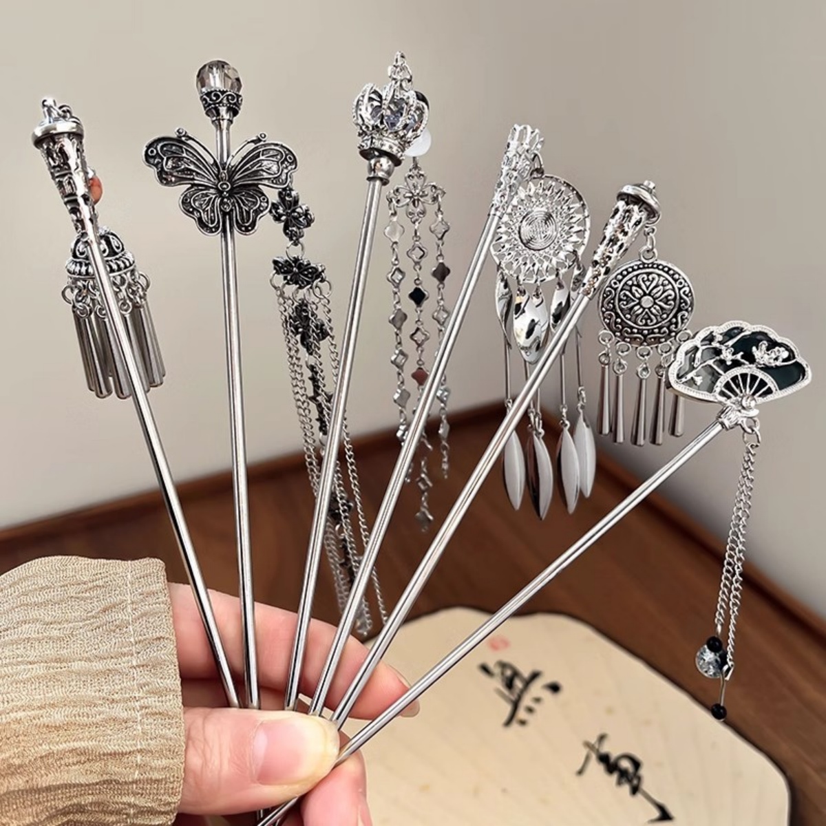 Hair Fork Stick - Elegant Women's Hairpin Antique Silver Butterfly