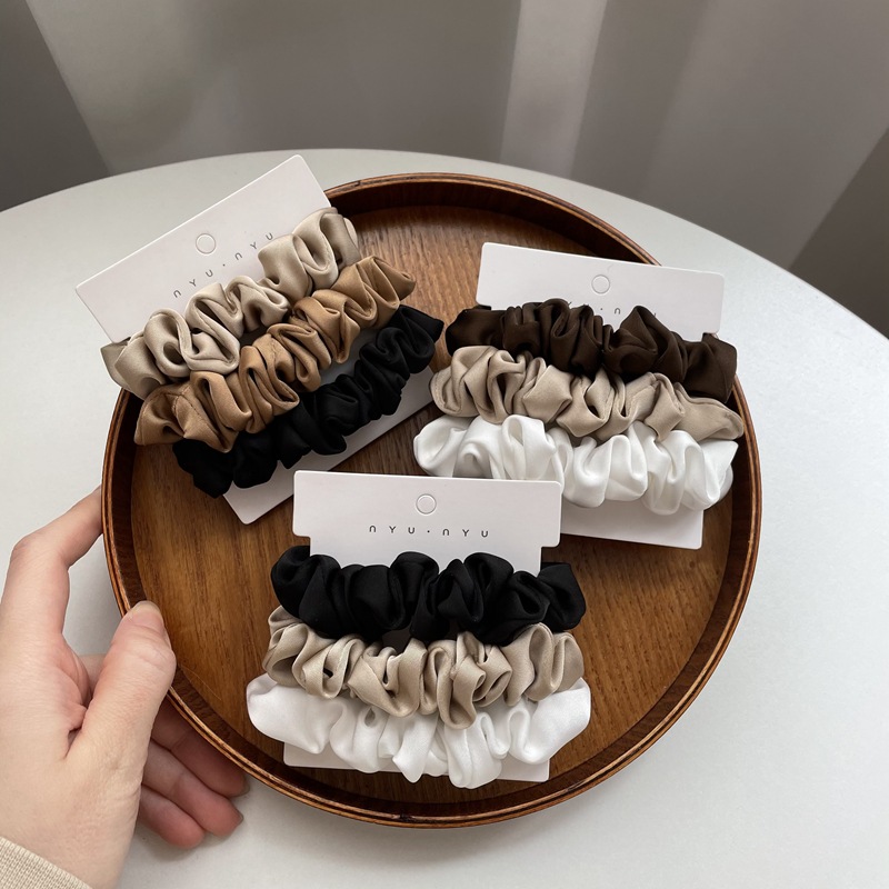 Scrunchie Satin Set - 3/4/6Pcs/Set Satin Scrunchies Women Solid Color