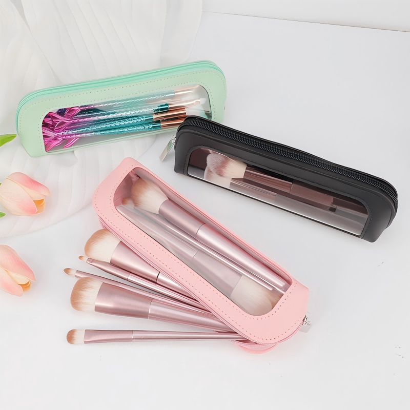 Women Accessories Organizer - Small Clear PU Leather Travel Makeup