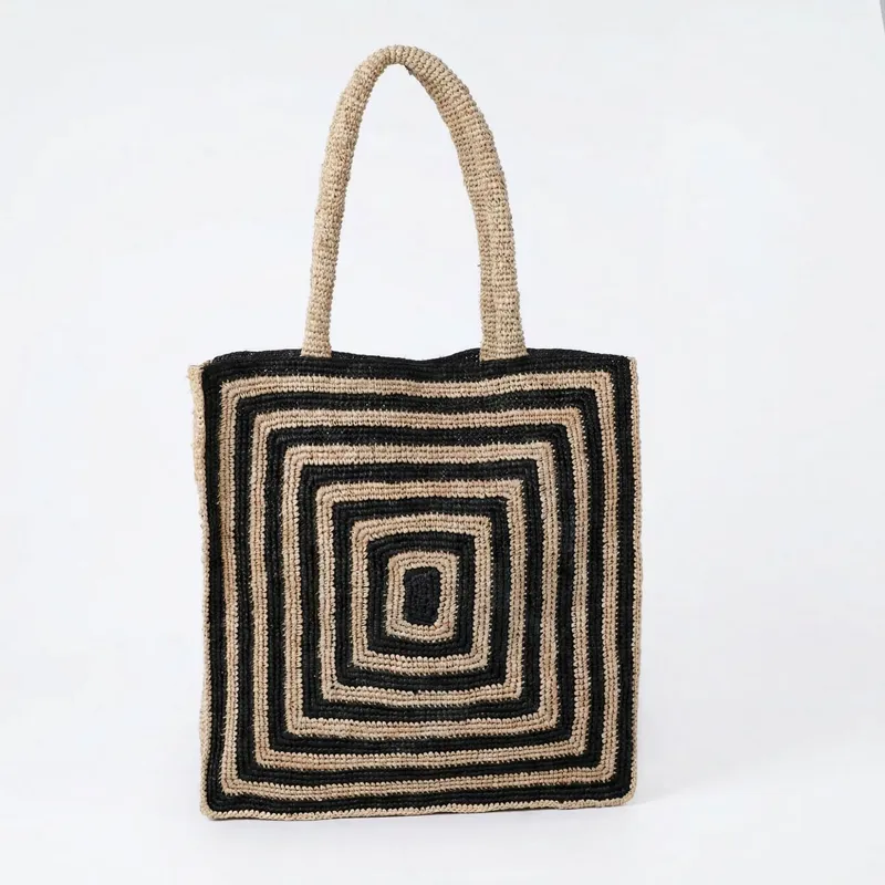 Women'S Accessories - Striped raffia woven straw bag luxury