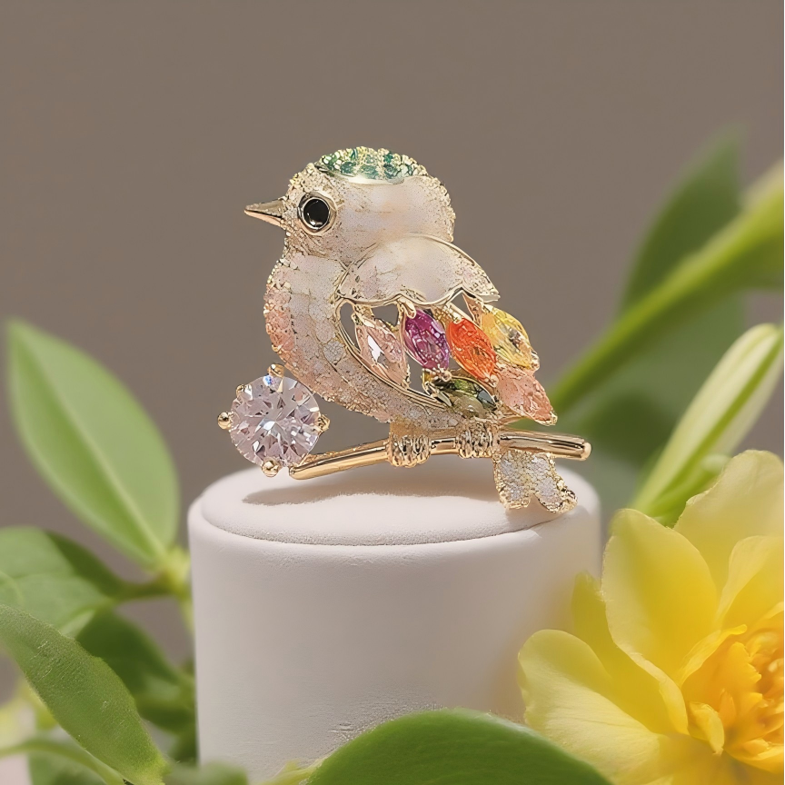 Brooch Pin Gold - Exquisite gold color bird design versatile