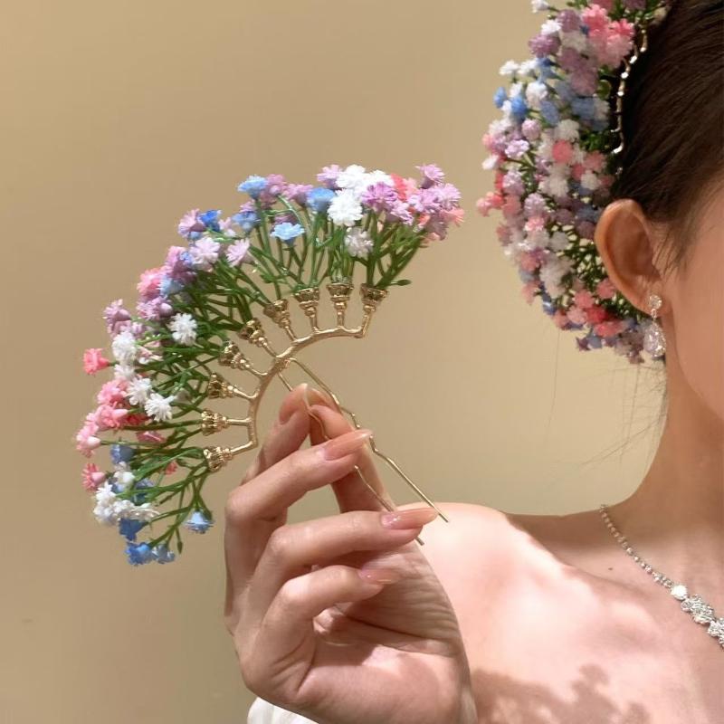 Hair Fork Stick - Artificial Flower Bridal Wedding Hairpin U
