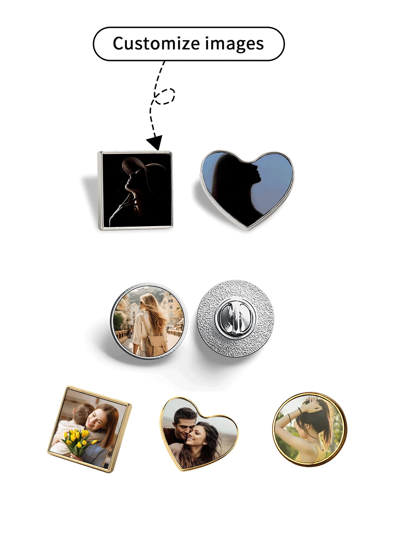 Brooch Pin Gold - Custom Gold/Silver Metal Brooch Pin -