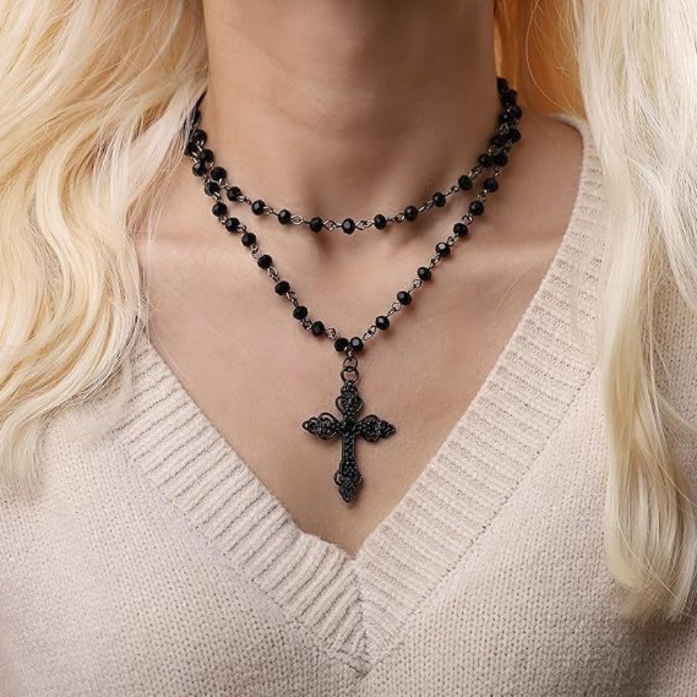 Women'S Vampire Accessories - Charm Gothic Black Hollowed-out Cross Pendant