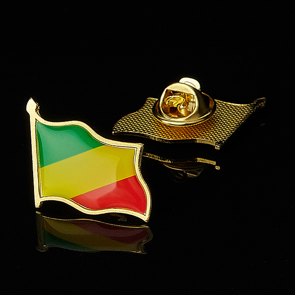 Brooch Pin Gold - Republic of the Congo African Country