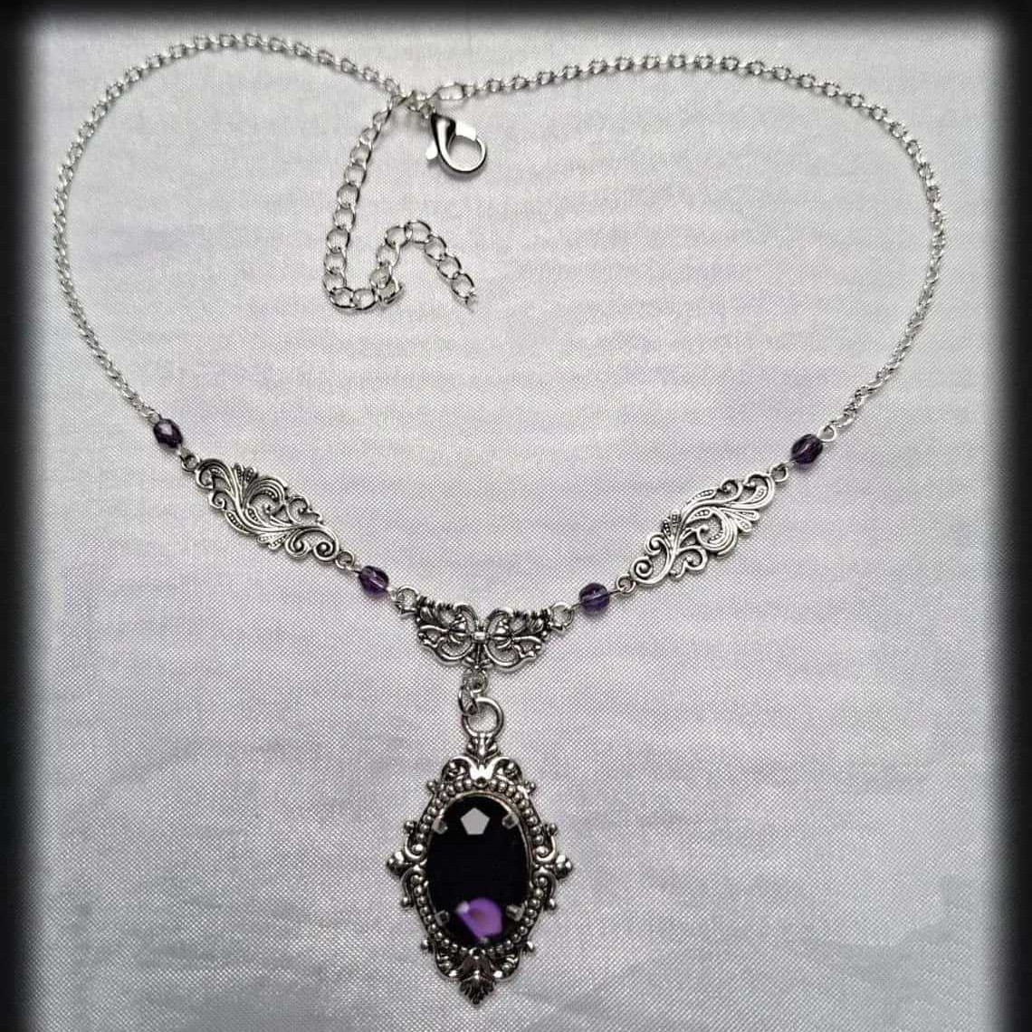 Women'S Vampire Accessories - Purple Magic Water Drop Necklace,Gothic Jewelry,Witch