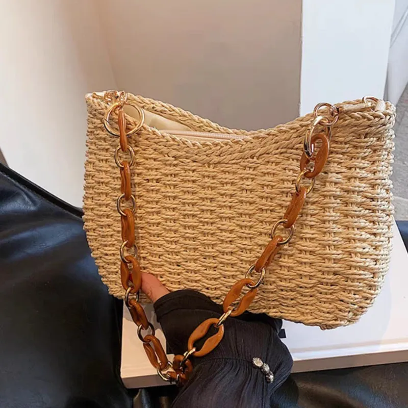 Women'S Accessories - Straw Woven Shoulder Bag for Women