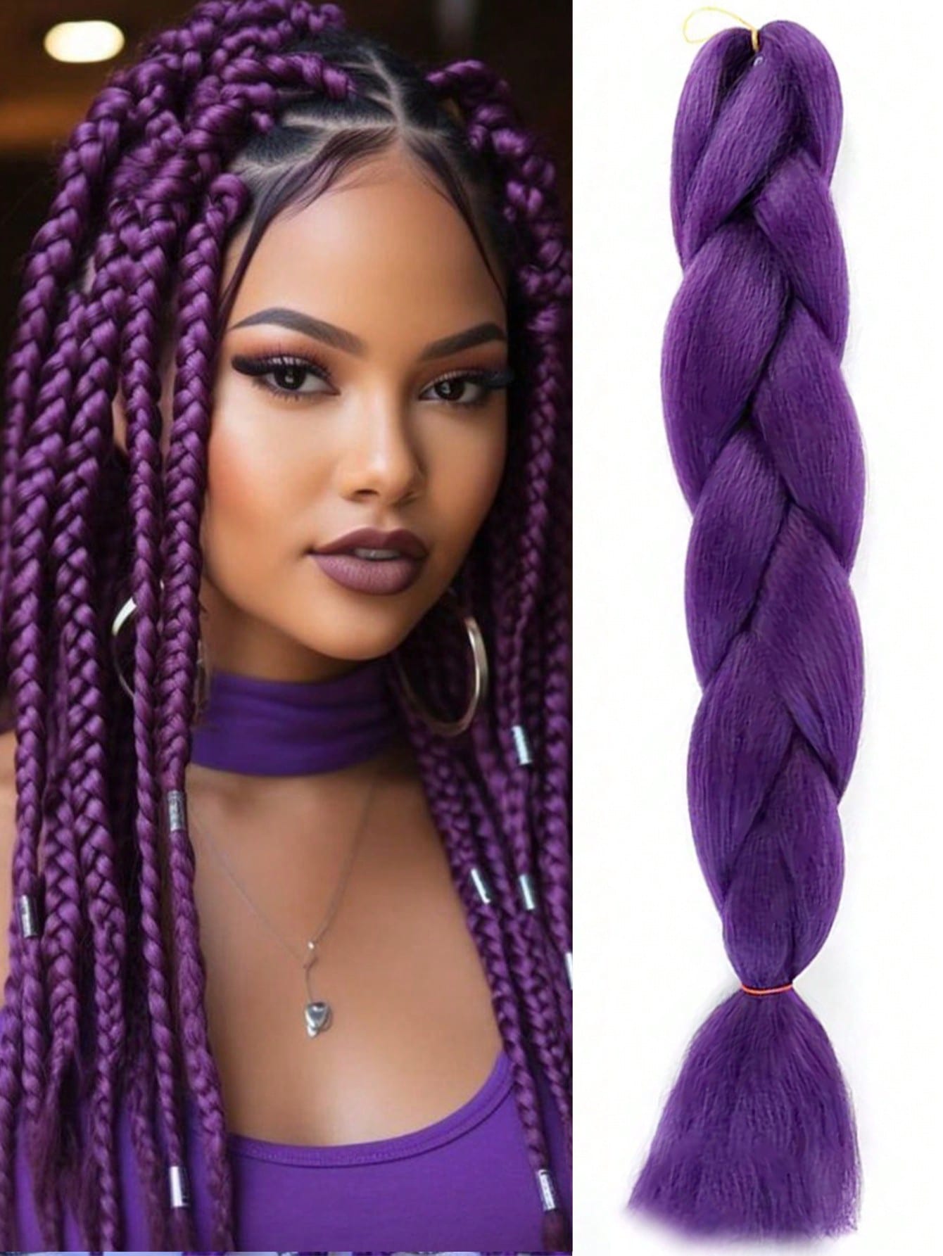 Hair Band Elastic - 24-Inch Purple Ponytail Hair Extensions With