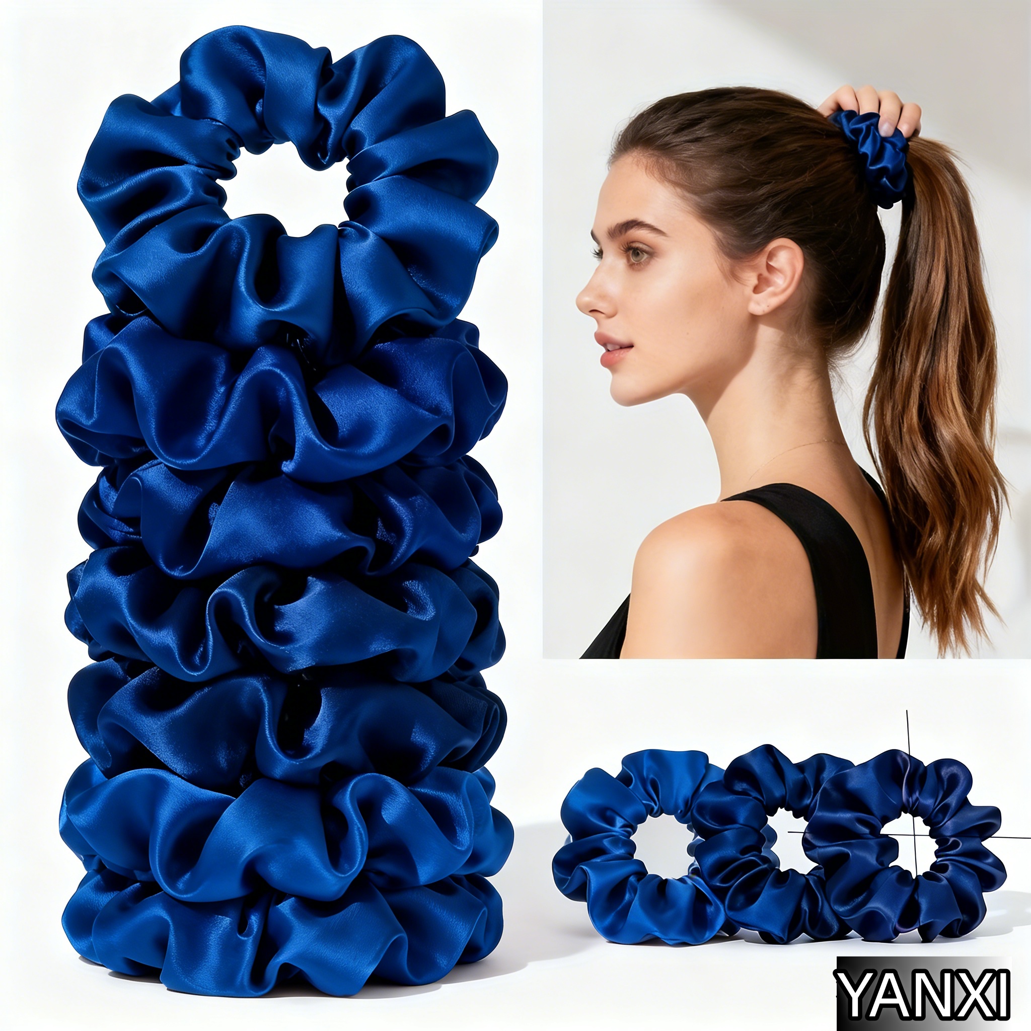 Scrunchie Satin Set - 12/24pcs Solid Color Satin Hair Scrunchies