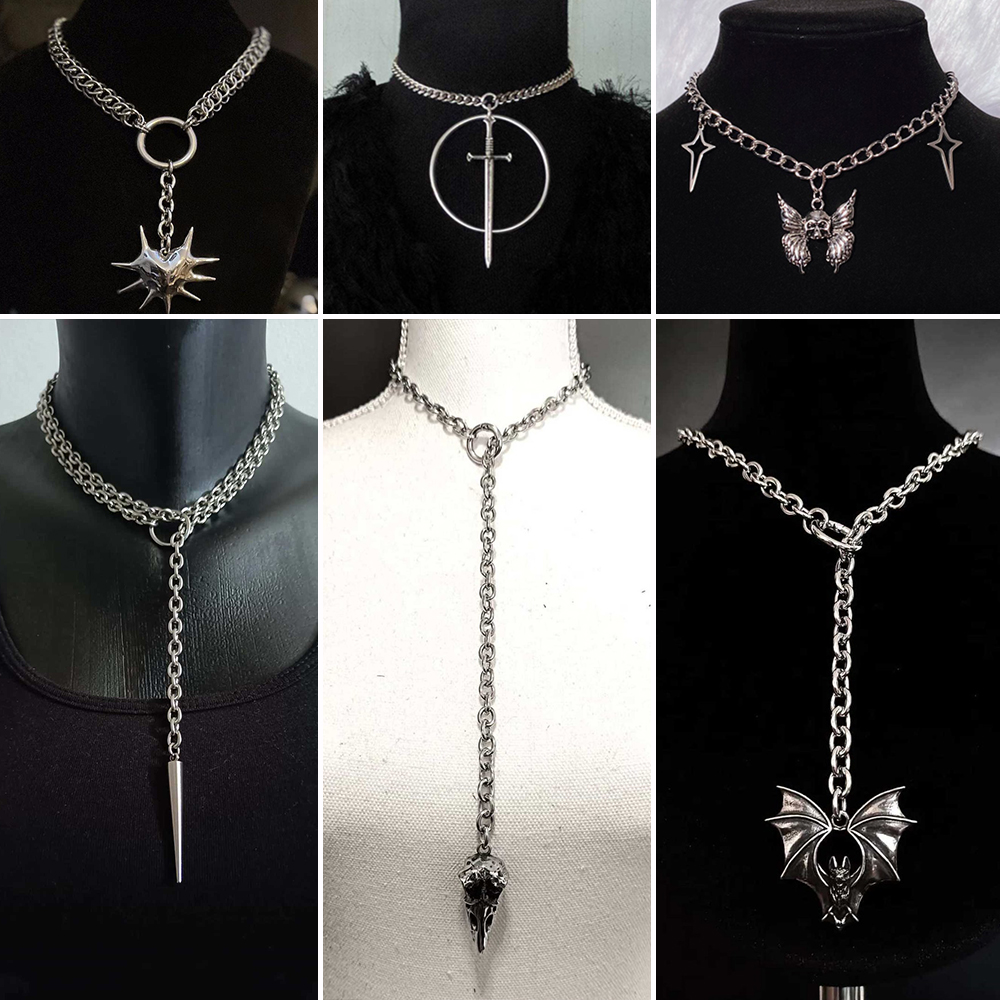 Women'S Vampire Accessories - Gothic Crow Skull Necklace For Women