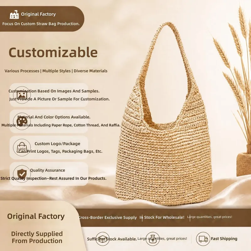 Women'S Accessories - Raffia Grass Woven Tote Bag Handwoven