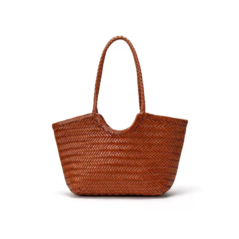Women'S Accessories - Genuine leather handwoven vegetable basket tote