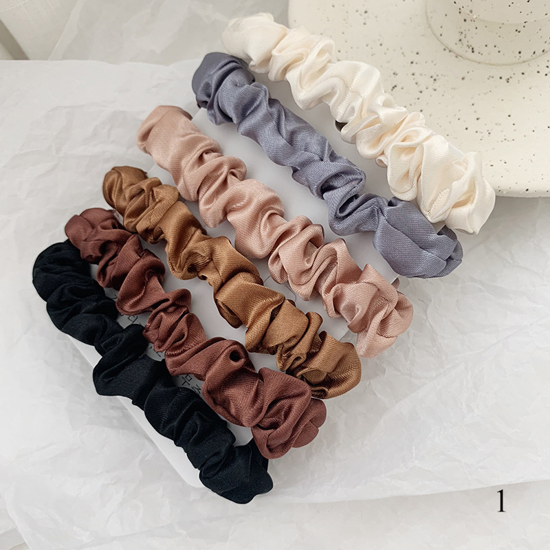 Scrunchie Satin Set - 1 Set Satin Silk Solid Color
