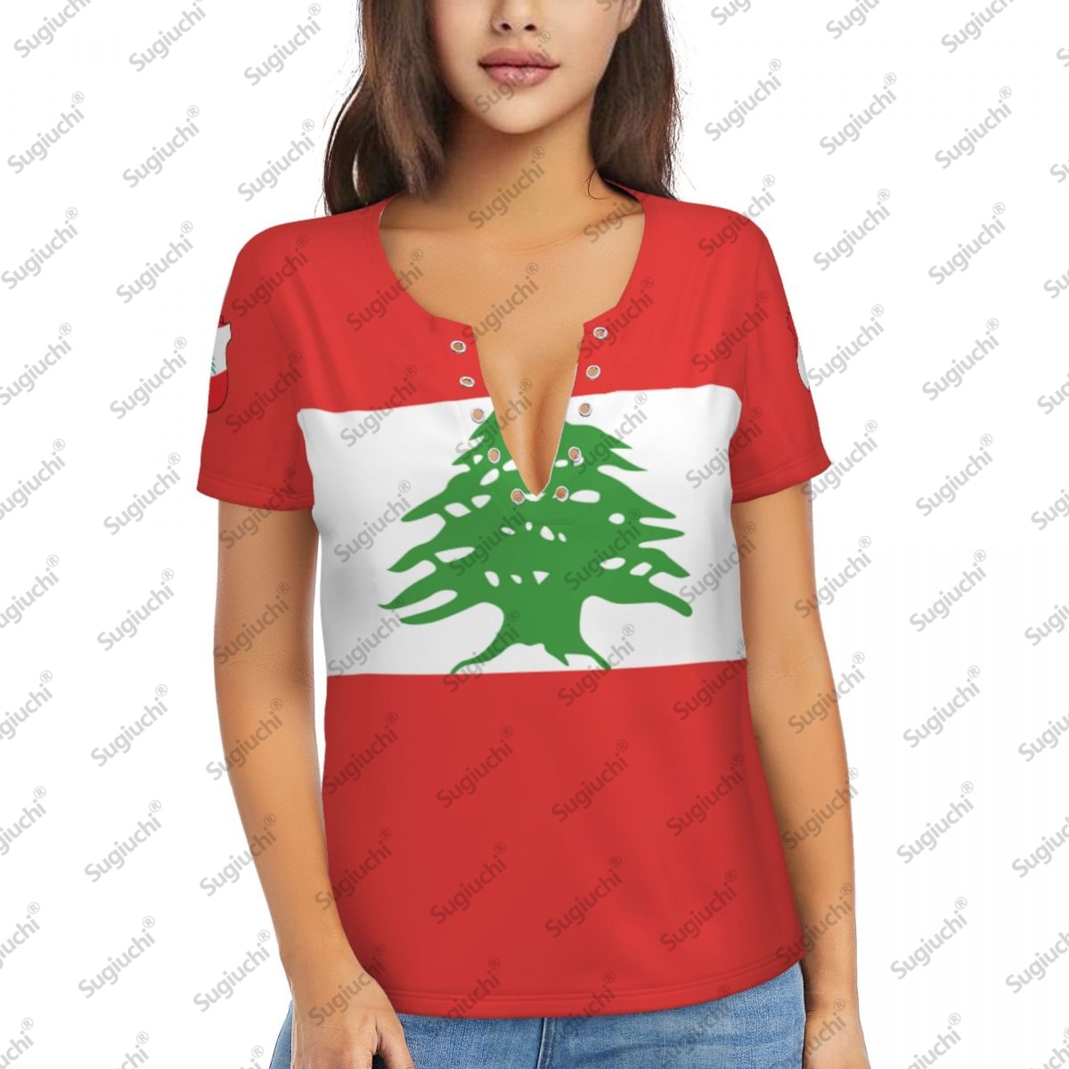 Women Accessories Lebanon - 2025 Lebanon Flag Sexy Deep V