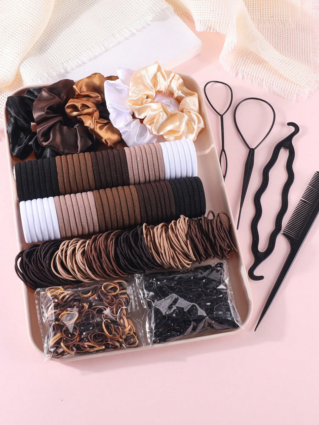 Scrunchie Satin Set - 1109 Pcs Girls Hair Accessories Set,