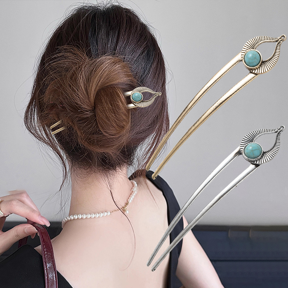 Hair Fork Stick - Egypt Turquoise U Shape Hair Fork