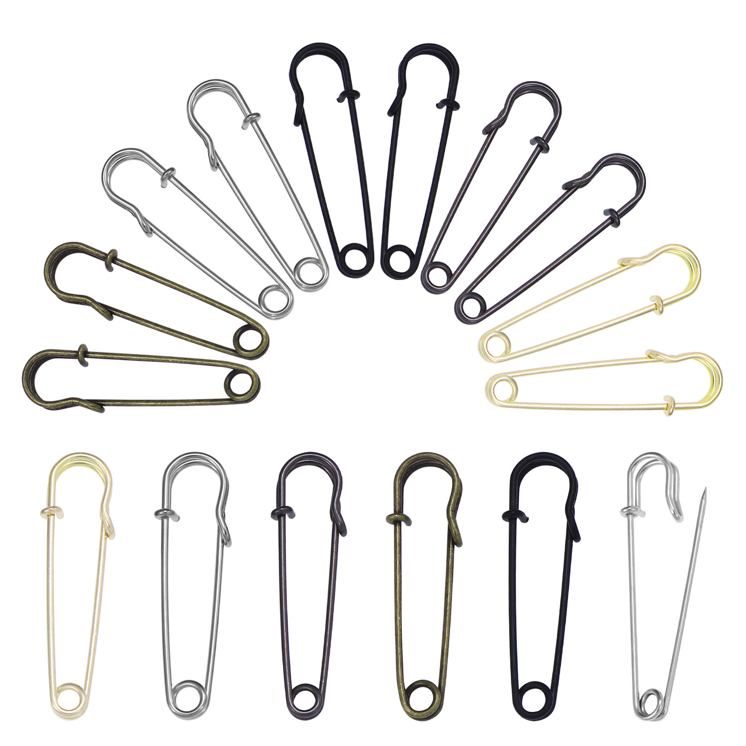 Brooch Pin Gold - 20Pcs 50mm Metal Safety Pins Silver/Gold/Black