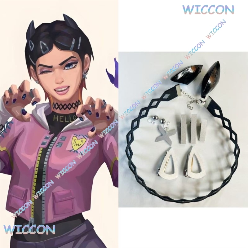 Women Knight Accessories - Valorant Clove Clip Collar Butterfly Earrings