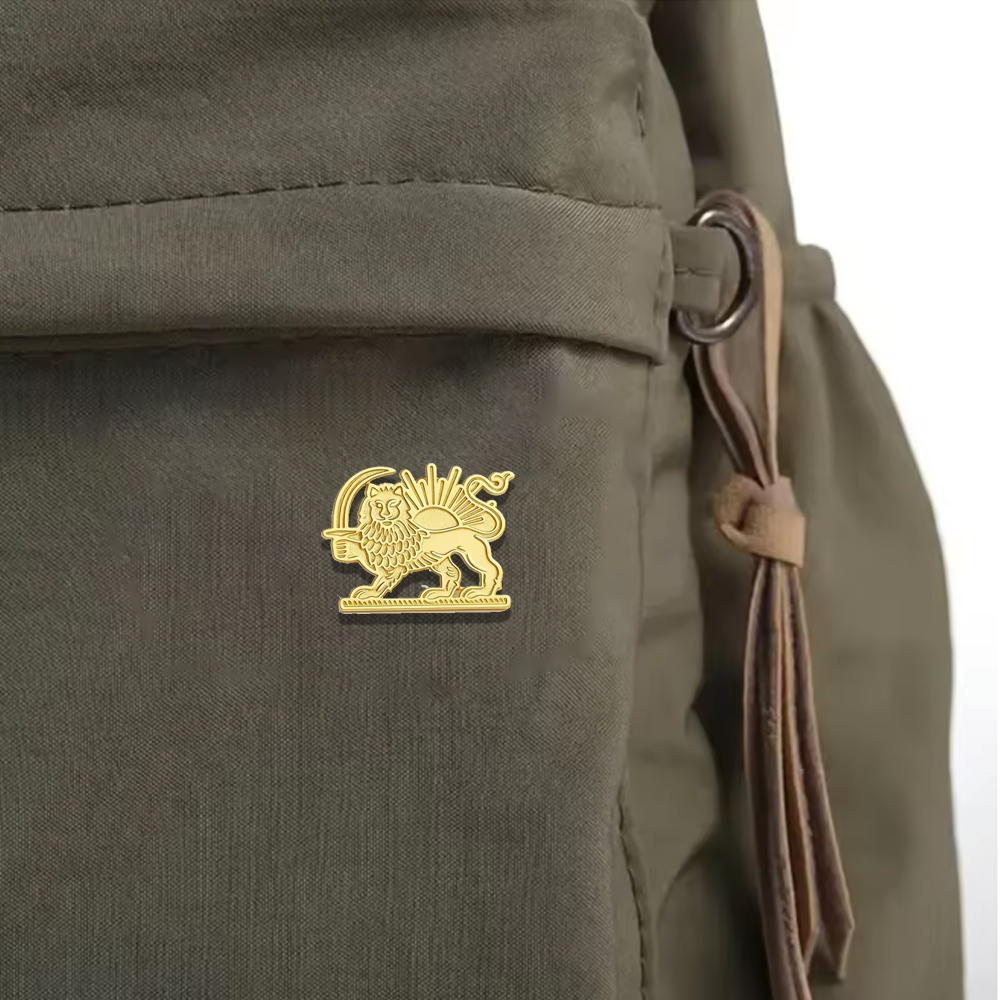 Brooch Pin Gold - HIPEE Iran Lion Sun Pin Brooch