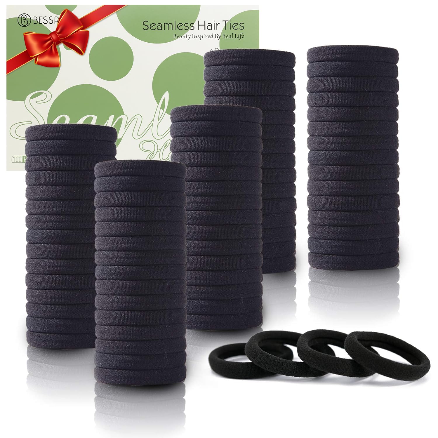 Hair Band Elastic - 100PCS Black Hair Ties for Women