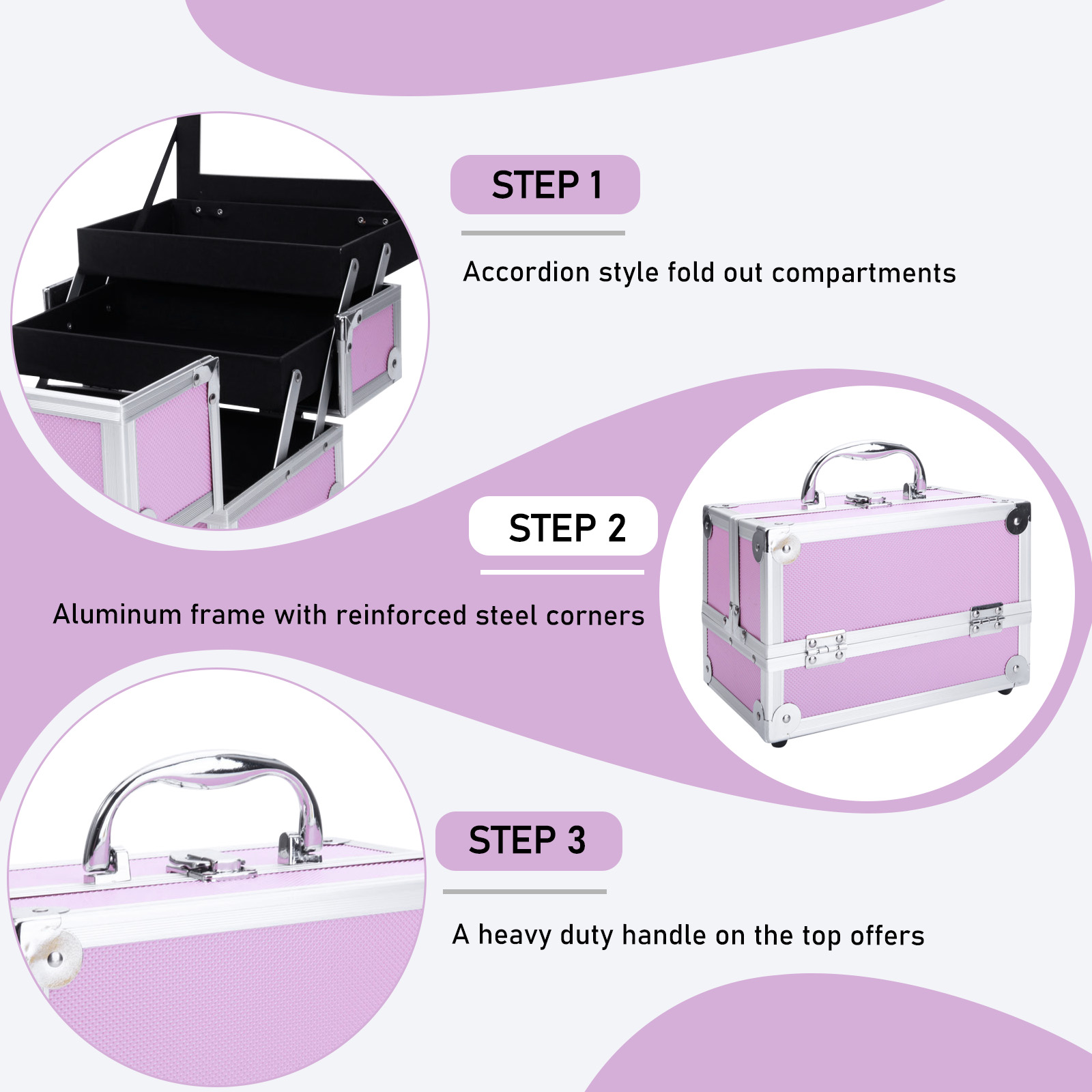 Pink Aluminum Alloy Makeup Cas - Women Accessories Organizer recensie en prijs