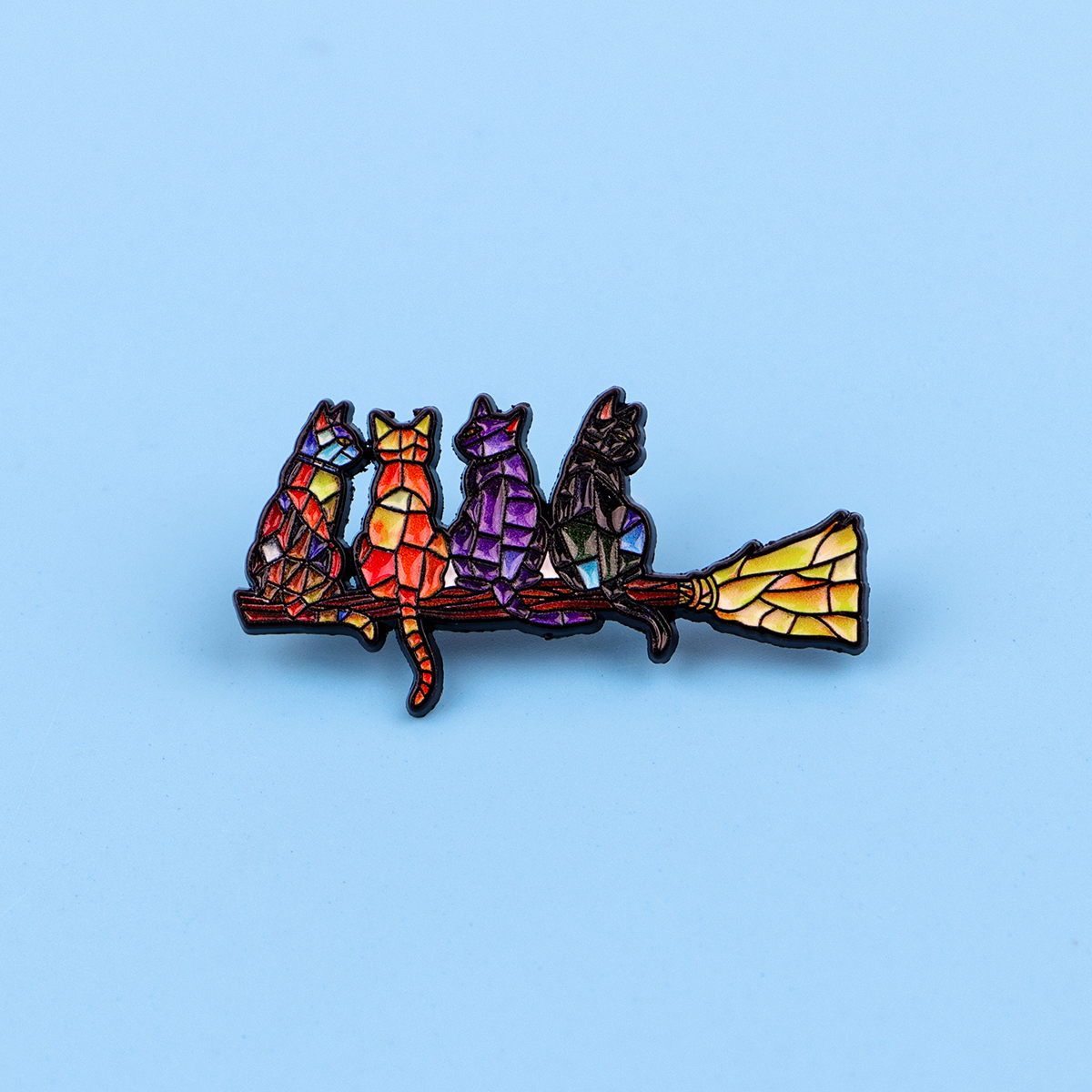 Colorful Cat Enamel Pin Witch  - Women Accessories Picture recensie en prijs