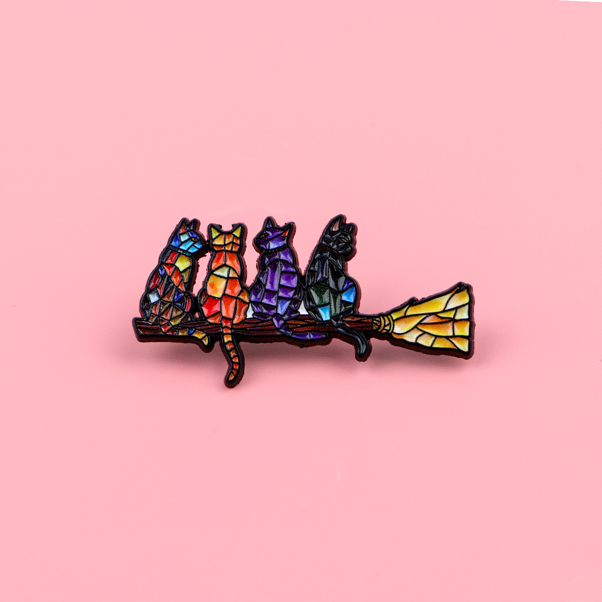 Colorful Cat Enamel Pin Witch  - Women Accessories Picture recensie en prijs