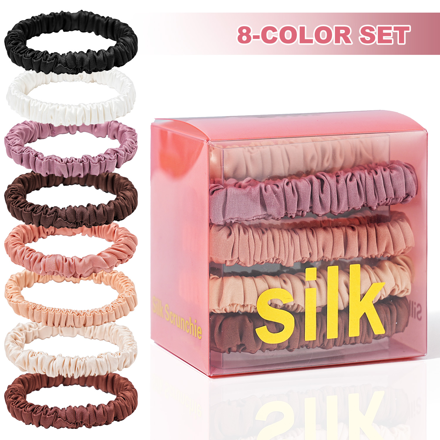 8PCS/Set 100% Pure Mulberry Si - Scrunchie Satin Set recensie en prijs