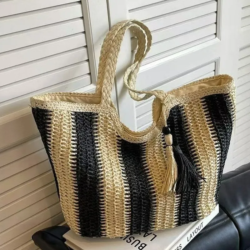 Striped woven straw tote bag f - Women'S Accessories recensie en prijs
