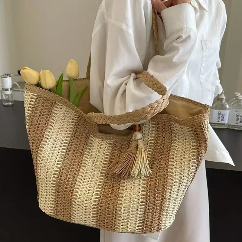 Striped woven straw tote bag f - Women'S Accessories recensie en prijs