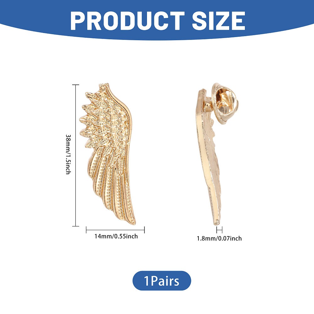 1 Pair Wing Alloy Brooches Men - Brooch Pin Gold recensie en prijs