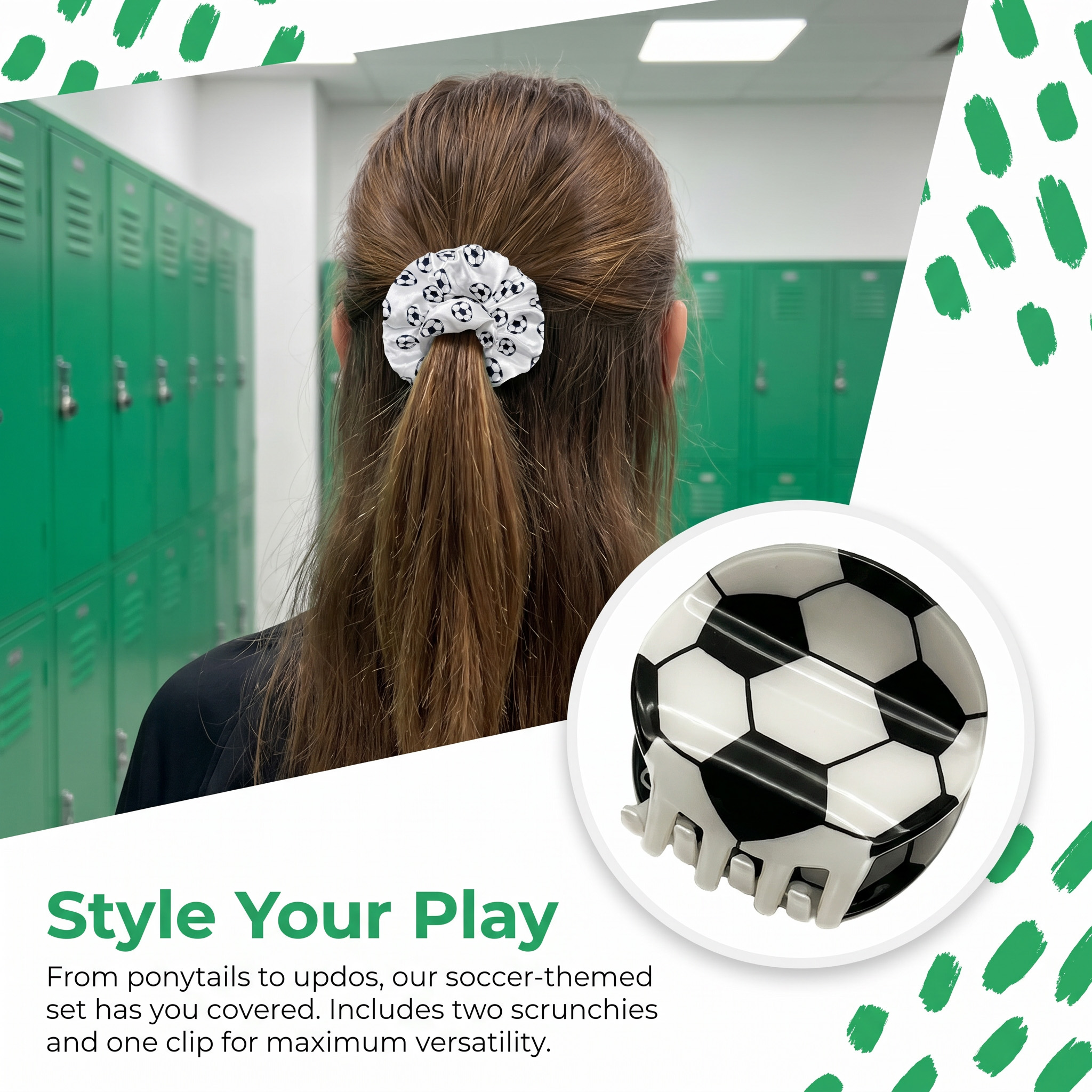 3PCS Multicolor Soccer Game Da - Scrunchie Satin Set recensie en prijs