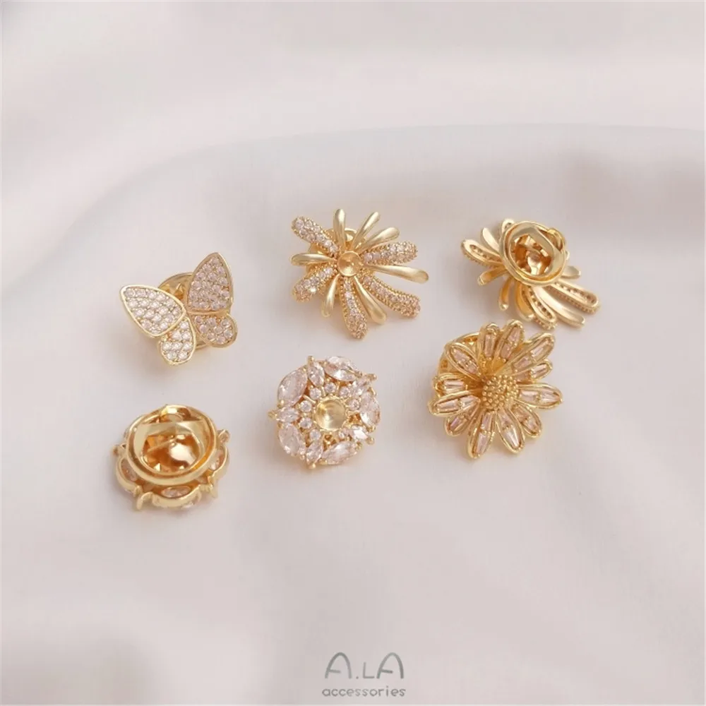 14K gold clad micro inlaid zir - Brooch Pin Gold recensie en prijs
