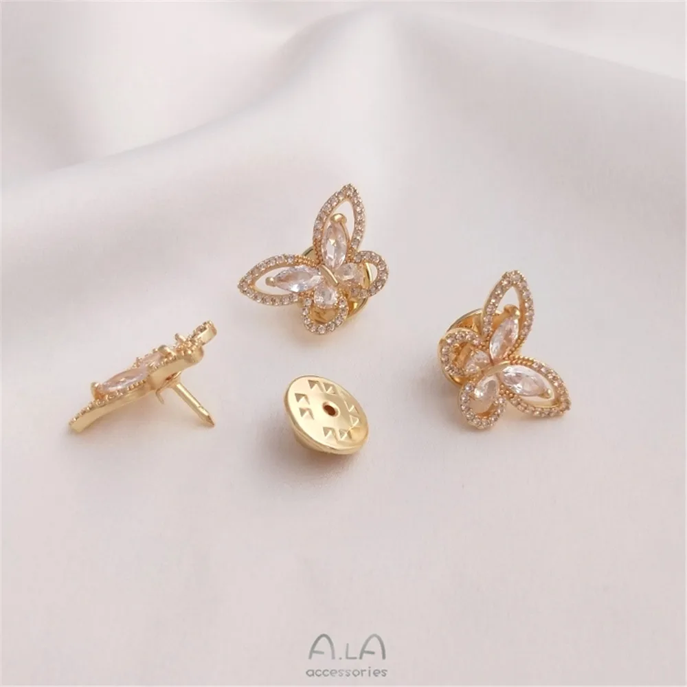 14K gold clad micro inlaid zir - Brooch Pin Gold recensie en prijs