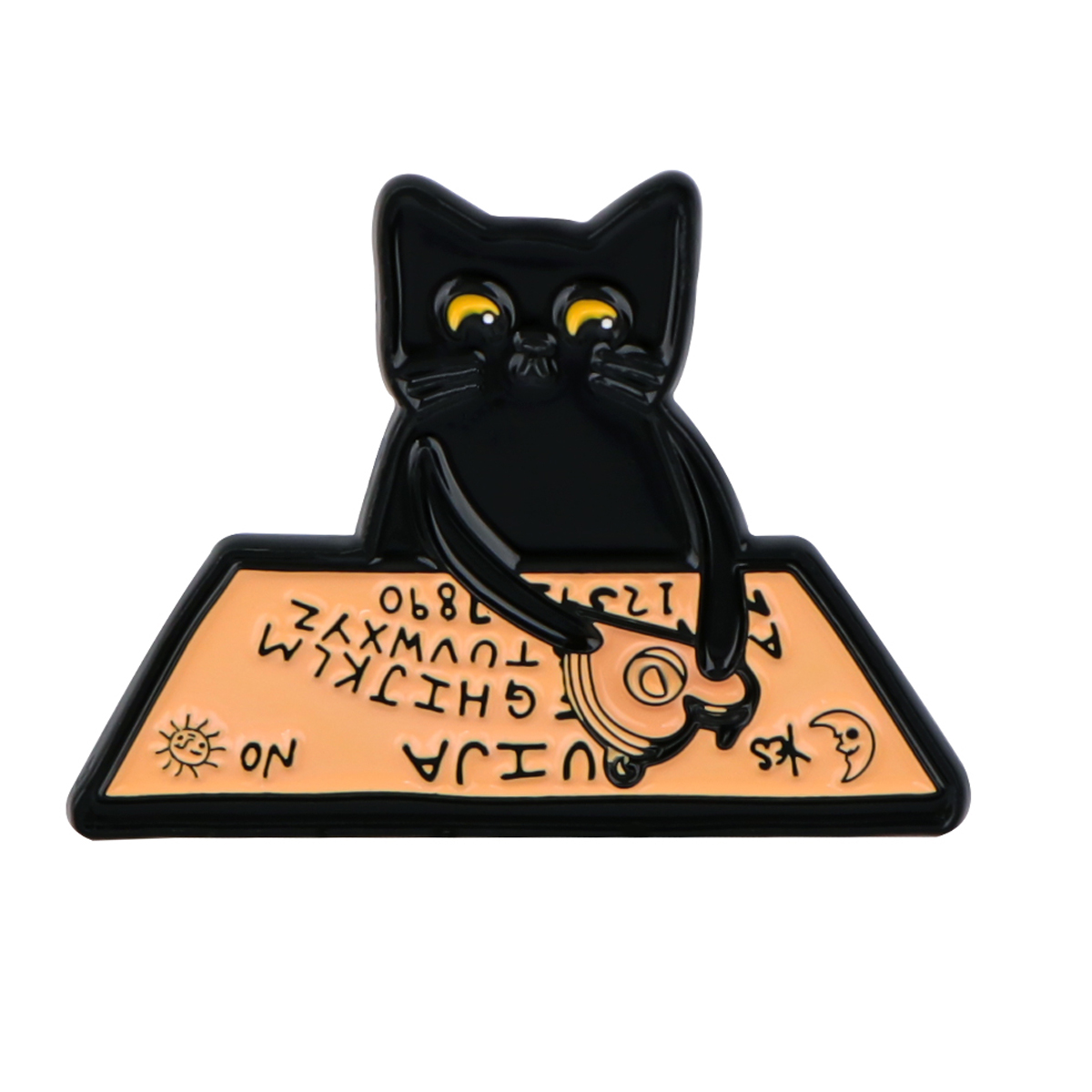 Black Cat Ouija Enamel Pin Hal - Women Accessories Picture recensie en prijs