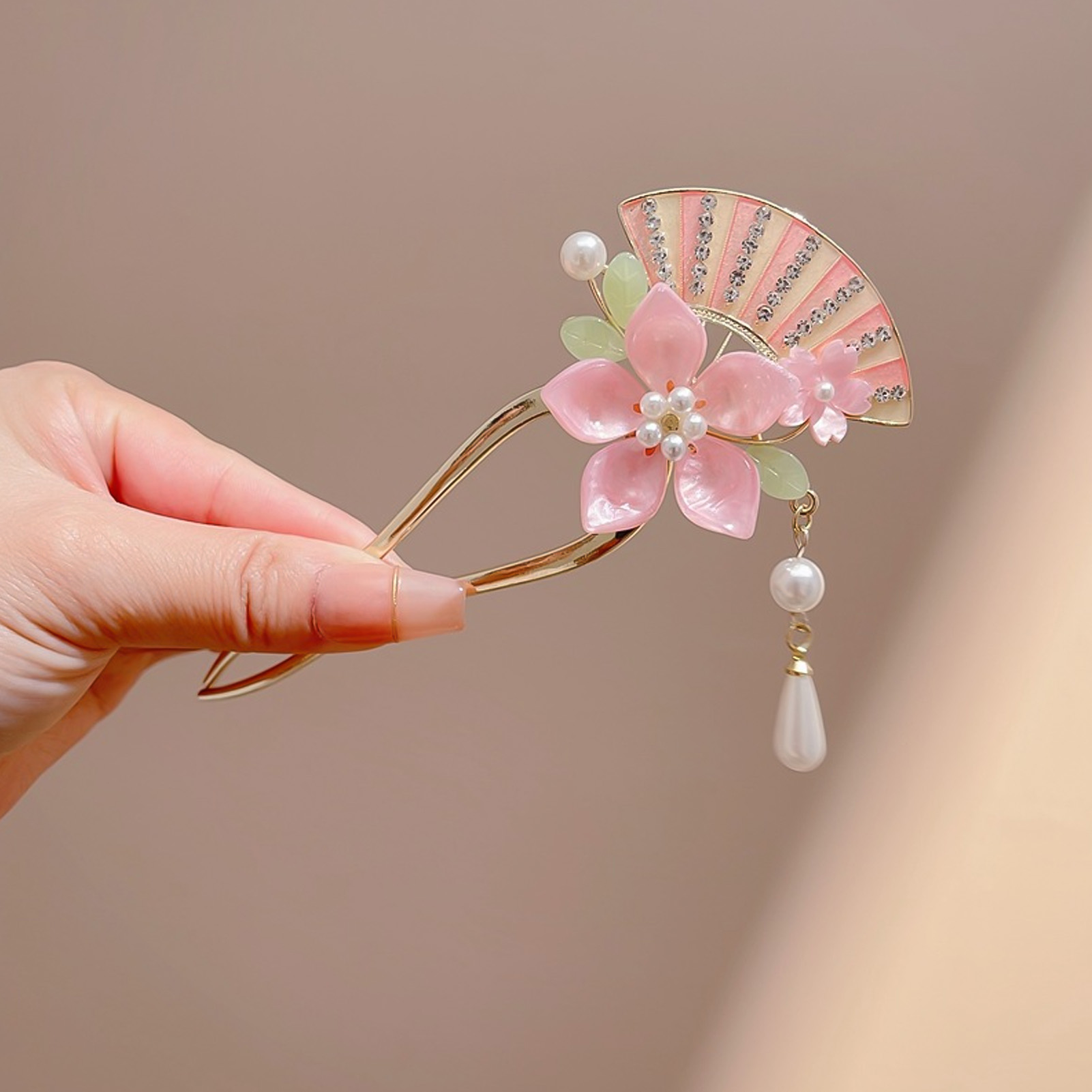 Elegant Pink Flower Hair Pin U - Hair Fork Stick recensie en prijs
