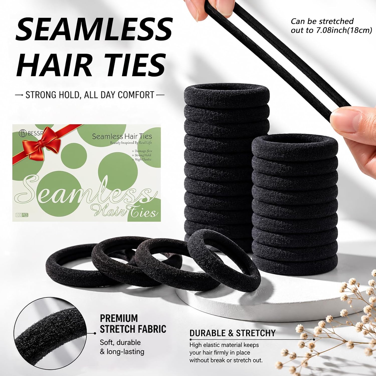 100PCS Black Hair Ties for Wom - Hair Band Elastic recensie en prijs